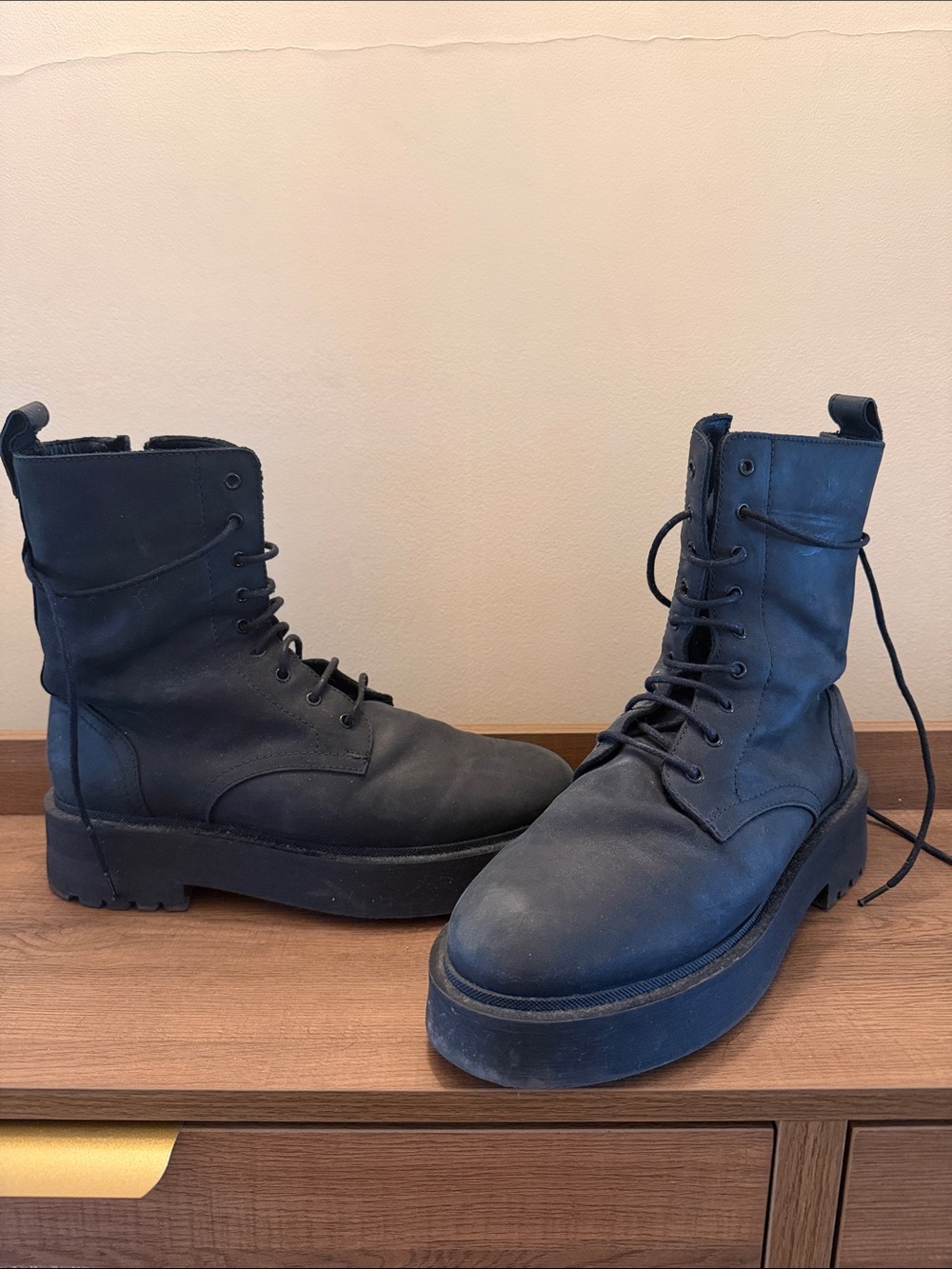 Thursday Boots Women Black Lace-Up Platform Combat Boots